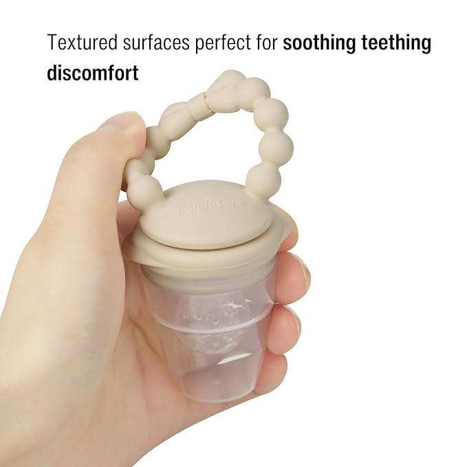 PandaEar 3 Pack Baby Fruit Food Feeder Pacifier with 3 Different Size Silicone Pouch, Silicone Teethers for Babies 3-6-12 Months
