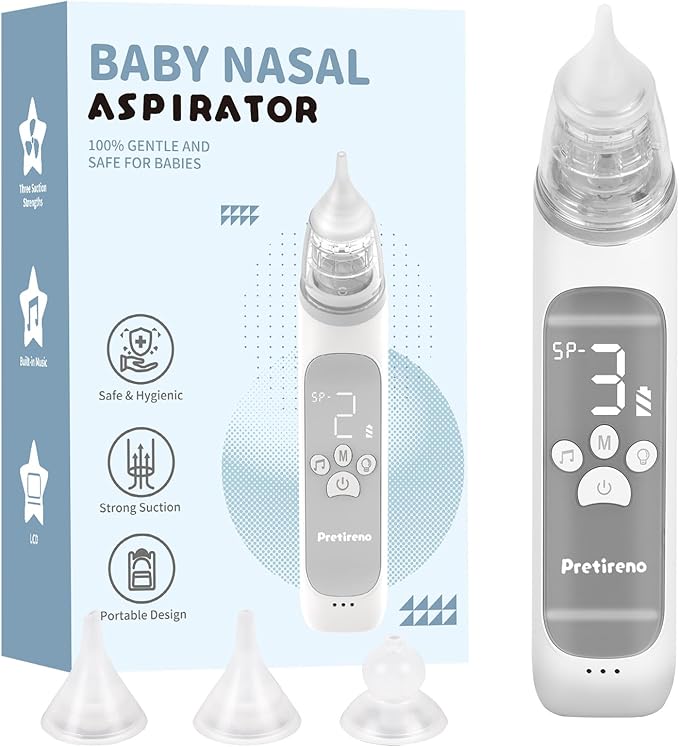 Electric Nasal Aspirator, Baby Nose Sucker 3 Silicone 3 Suction