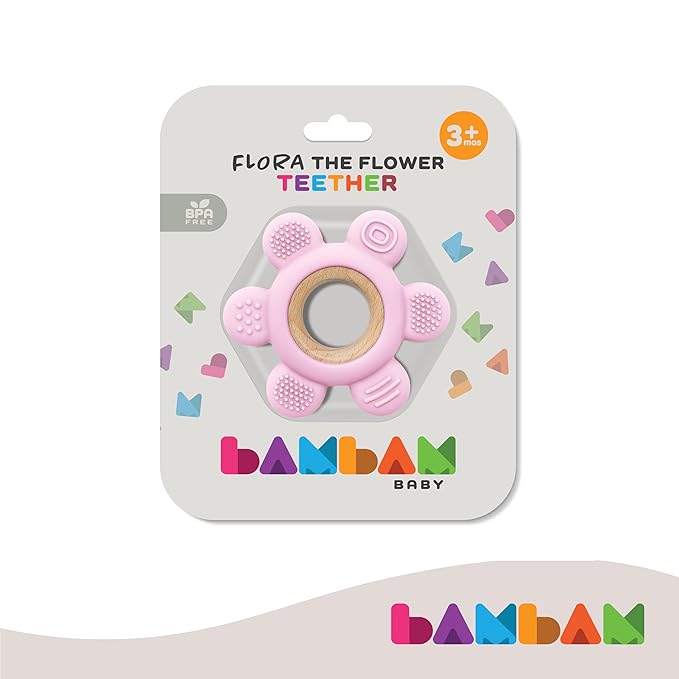 BAMBAM Baby Premium Silicone Teething Ring Toy ??100% BPA Free, Child Safety Tested 0-6, 3-6 6-12 Months