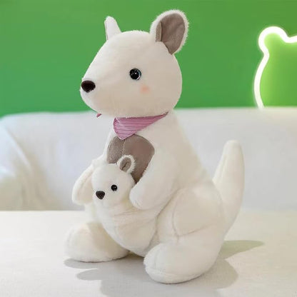 Kangaroo Stuffed Animal Plush Doll - Mother Kangaroo with Removable Child Kangaroo Plushies, Adorable Plushie for Ages 3 and Up (White,19.68 inch)