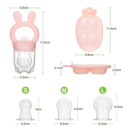 Baby Fruit Feeder with Breastmilk Popsicle Molds & 3 Sizes Pouches, BPA Free Silicone Frozen Feeder for Teething Relief 4 Months+