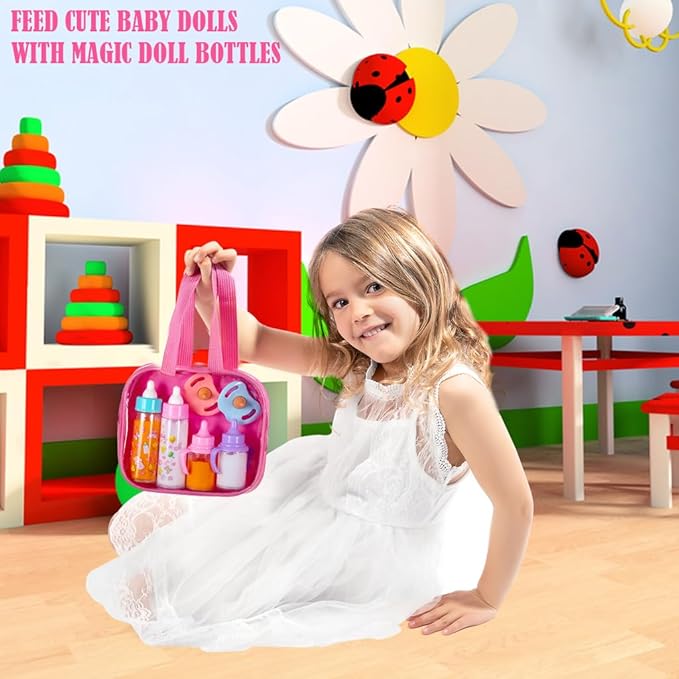 fash n kolor®, My Sweet Baby Disappearing Doll Feeding Set | Baby Care 6 Piece Doll Feeding Set for Toy Stroller 2 Milk 2 Toy