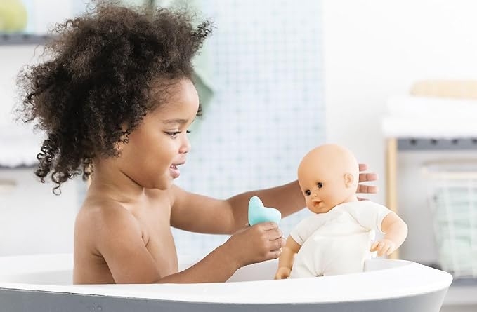 Corolle Bebe Bath Marin Baby Doll - 12" Soft-Body with Rubber Frog Toy, Safe for Water Play in Bathtub or Pool 18 Months