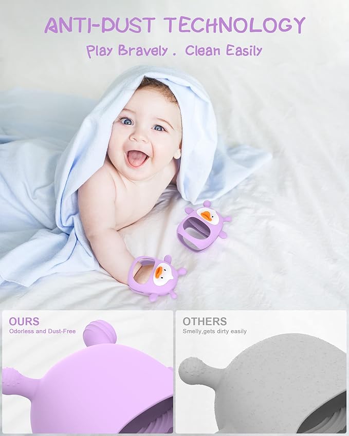 Teething Toys for Babies 0-6 Months, Never Drop Silicone Baby Teether
