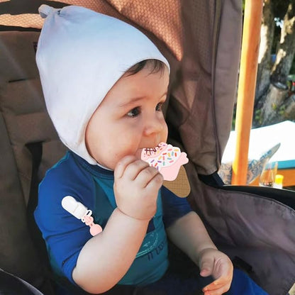 Baby Teething Toys,Food Grade Silicone Teether with One-piece Pacifier Clip Holder 3 Months+