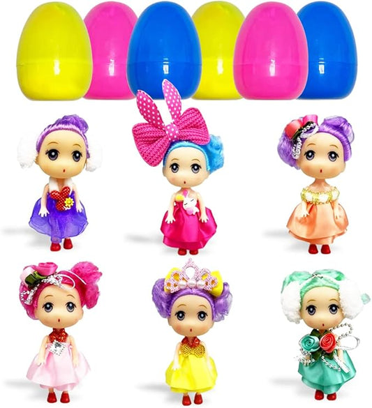 6 Pack Jumbo Easter Eggs with Doll Toys Inside