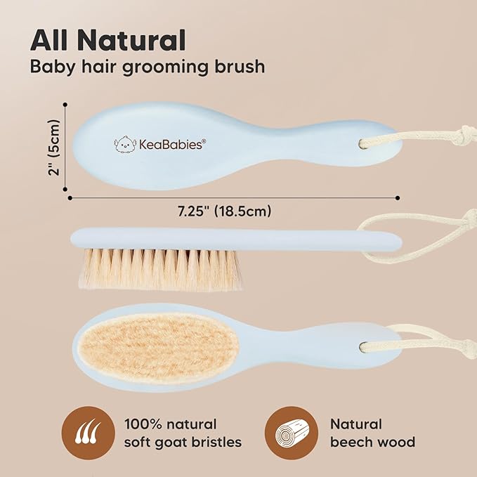 KeaBabies Hair Brush with Soft Goat Bristles, Cradle Cap Brush
