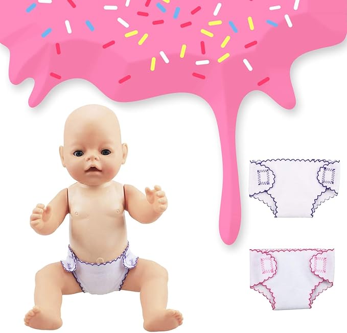 4 Pack Baby Diapers Doll Underwear for 14-18 Inch Baby