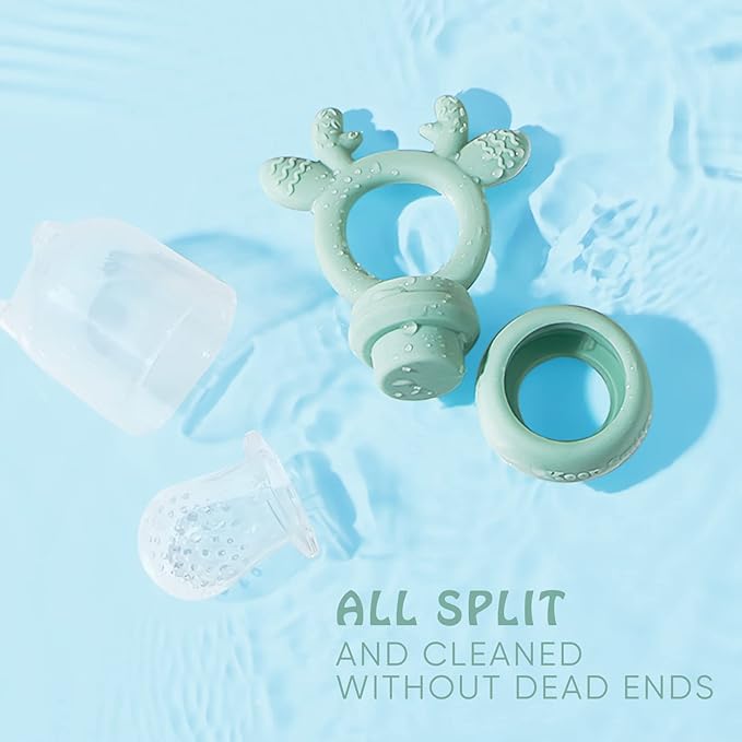 Baby Solids/Frozen Fruit Feeder Pacifier, Infant Teether Toy 4M+ 2-Pack (Deer