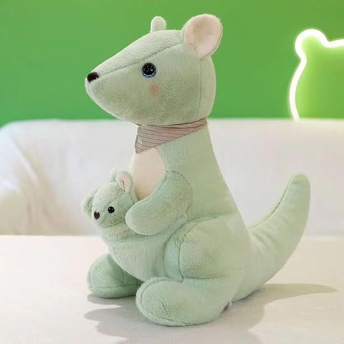 Kangaroo Stuffed Animal Plush Doll - Mother Kangaroo with Removable Child Kangaroo Plushies, Adorable Plushie for Ages 3 and Up (Green,15.74 inch)