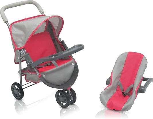 KOOKAMUNGA Baby Doll Stroller Travel System - Retractable Canopy, Feeding Tray