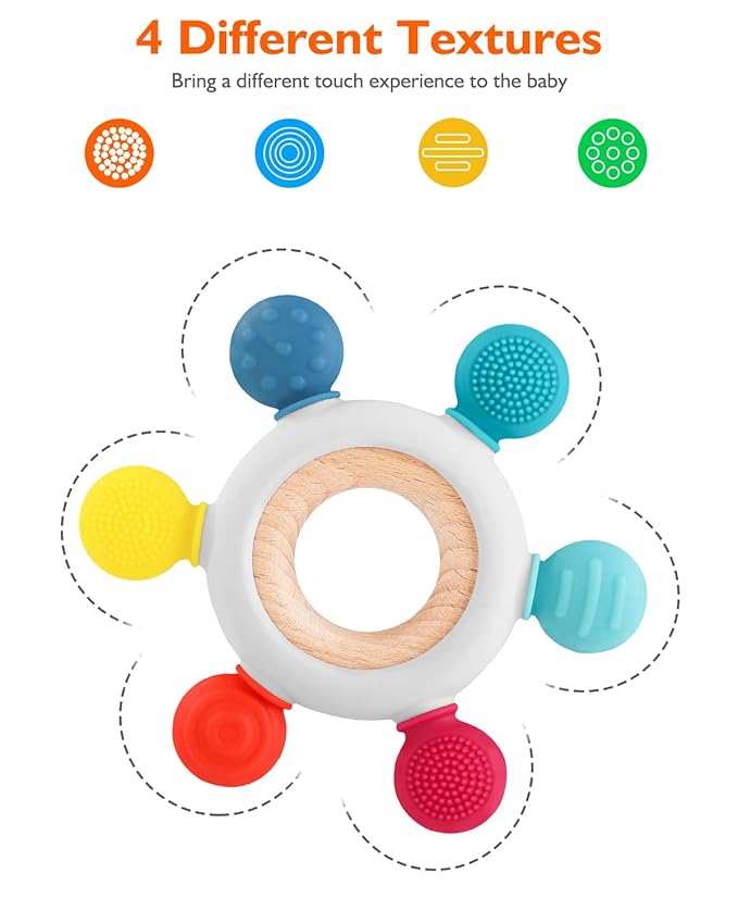 akolik Teething Toys for Babies, Baby Teethers Toy Teething Ring Silicone 3+ Months