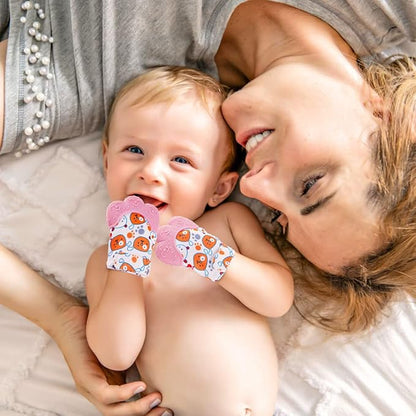 2Pack Silicone Teething Mitt, Soothing Infant Teething Mitten Pain Relief 0-12 Months
