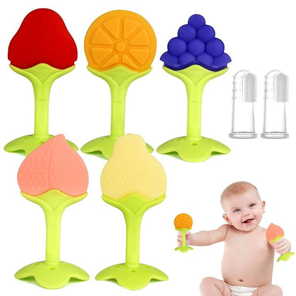 Chuya 5Pack Silicone Baby Teether Toys, Chew Straws Toy for 3-6 Months 6-12 Months Babies Molars