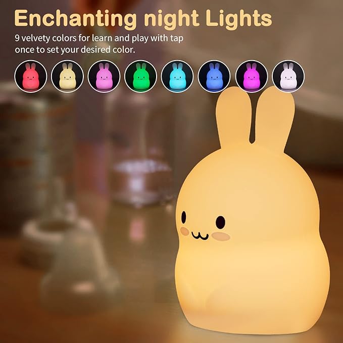 ShaArkMango LED Night Light for Kids Toddler Bed Room Decor Aesthetic, Soft BPA Free Silicone, Cute Animal Night Lamp Color Changing NightLight Dimming & Timer &Rechargeable Baby Shower Gifts