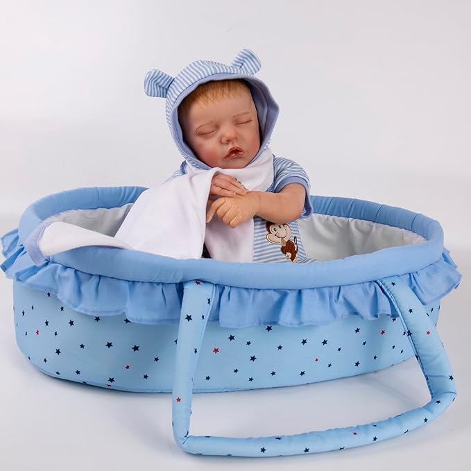 Aori 9 Pcs Reborn Baby Dolls Outfit Set with Bassinet 16-18 Inch