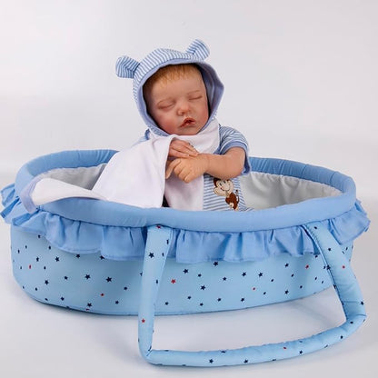 Aori 9 Pcs Reborn Baby Dolls Outfit Set with Bassinet 16-18 Inch