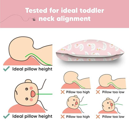Toddler Pillow with Pillowcase - 13x18 My Little Dreamy Pillow, Organic Cotton Toddler Pillows for Sleeping, Kids Pillow, Travel Pillows, Mini Pillow, Nursery Pillow, Toddler Bed Pillow (Swan Lake)