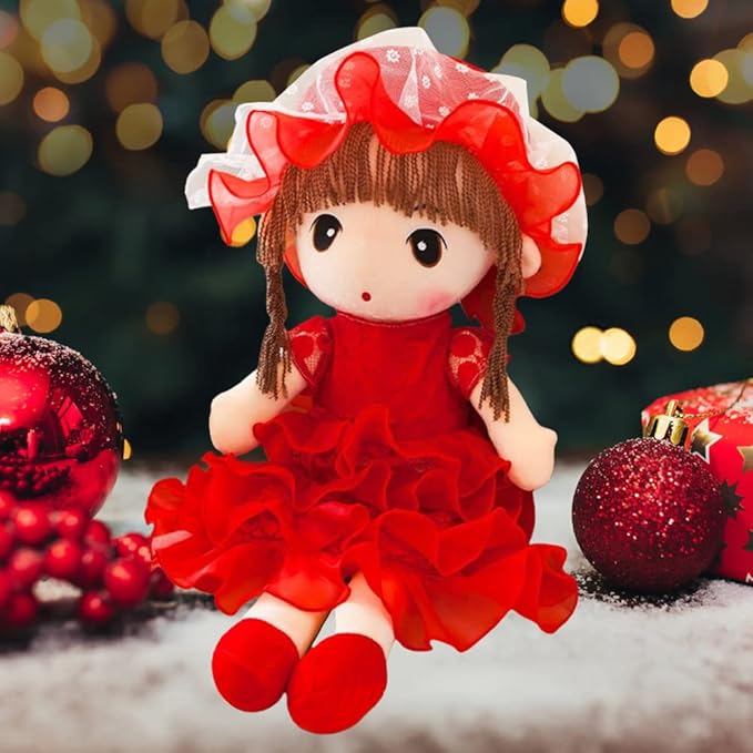 Plush Baby Doll Girl with Clothes, 17.7 Sweetheart Rag Doll Cozy Cuddle Soft Baby Doll for Kids Babies