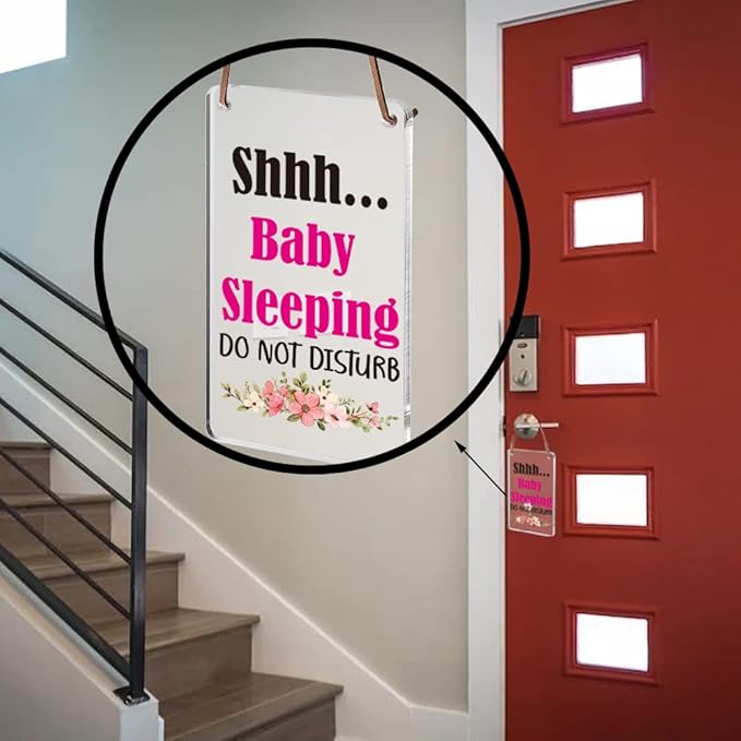 Shhh Baby Sleeping Do Not Disturb Sign, Baby Room Door Knob Hanger Sign WAP1