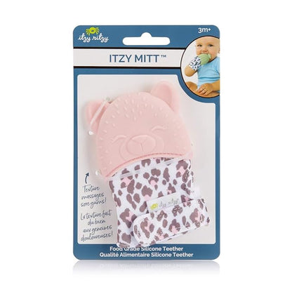Itzy Ritzy Silicone Teething Mitt - Soothing Infant Teething Mitten w/Adjustable Strap, Crinkle Sound 3 Mos