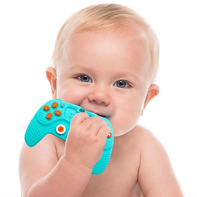 Teething Remote Control for Baby with Pacifier Clip, Funny Teethers for Baby for Baby Girl Or Boy 3-6 6-12