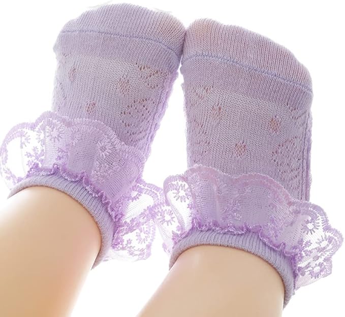 QandSweet Baby Girls' Eyelet Flower Socks Ankle Sock for Newborn
