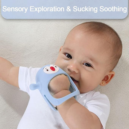 Smily Mia Smily Mia Penguin Teethers, Silicone TeethingToys for Babies 0-6Months 3-6Months, Hand