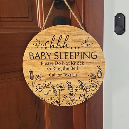 Shhh... Baby Sleeping Hanging Sign Plaque, Do Not Knock Or Ring The Bell