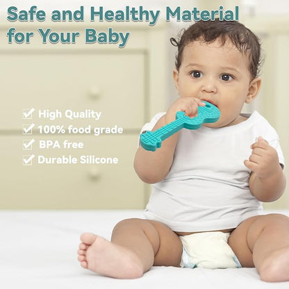 Baby Teething Toys，5 Pack Baby Teether Toys，BPA-Free，Teether Chew Toy Set，Soft Textures，Musical Instrument Shape Silicone Toddler Teething Toys for Babies 6-12 Months (Musical Instrument)