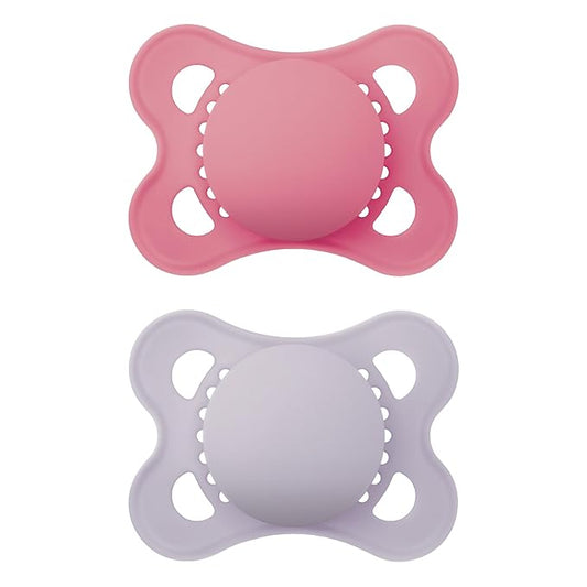 MAM Original Matte Baby Pacifier, Nipple Shape Helps Promote Healthy Oral Development 2 Pack, 0-6 Months, Girl,2 Count 1)