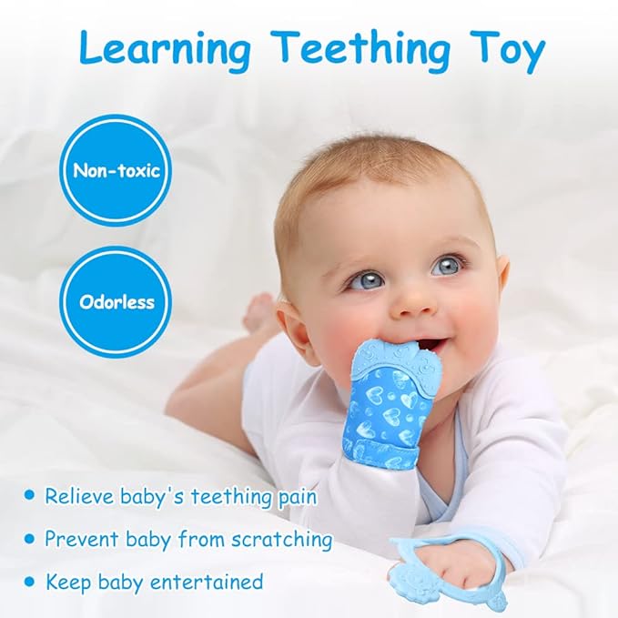 Vicloon Silicone Teething Mitt, 2Pcs Baby Teething Mitten 0-6month Infants