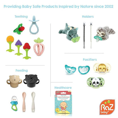 RaZbaby Soft Silicone Infant & Baby Teether, Berrybumps Textured Teething Relief Pacifier 3M+ 2-Pack)