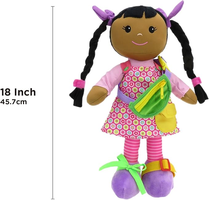 linzy Toys 16" Dark Skin Educational Doll/Adorable Plush Doll Comes
