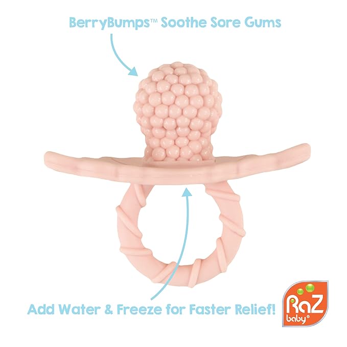 RaZbaby RaZberry Silicone Baby Teether Toy - Berrybumps Soothe Babies Sore Gums
