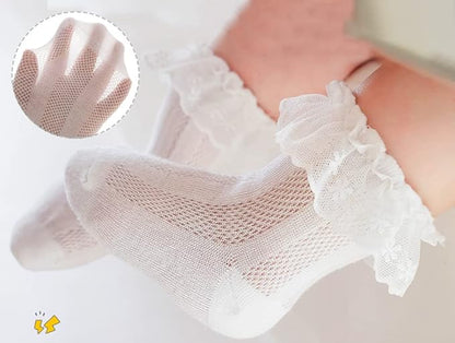 QandSweet Baby Girls' Eyelet Flower Socks Ankle Sock for Newborn