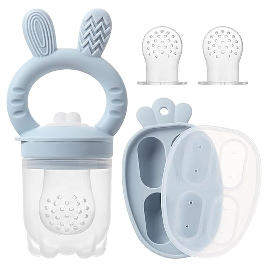 Silicone Baby Fruit Feeder with Freezer Tray Baby Food Feeder