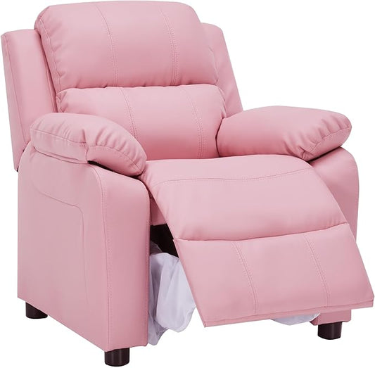 JC Home Macaron Kids Reclining Chair Leather Recliner Sofa Toddler Youth Children Child Ages 2-8