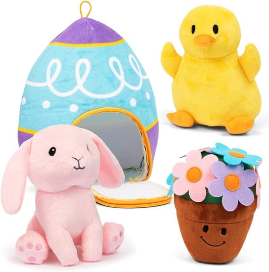 PREXTEX Easter Egg Stuffed Animals Plushie with Toy Accessories - Zip Up Small Toys with Storage | Kids Stuffed Animal Dolls, Baby Gift Bag 3-5+