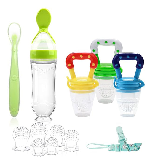 Food Feeder for Baby, Fruit Feeder Pacifier (3 Pcs) 6 Different 1 PCS 90ML with 1 PC 1 PC