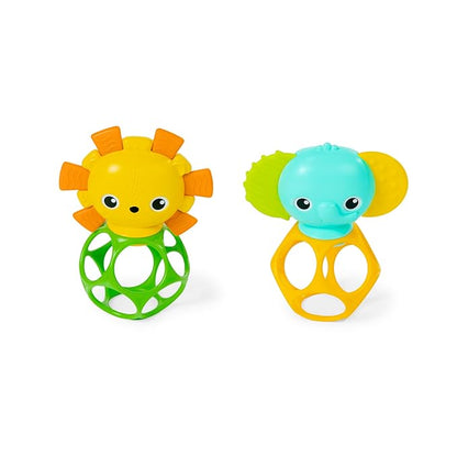 Bright Starts Soother Pals Easy-Grasp Teether Toys, 2-Pack Lion and Elephant Characters