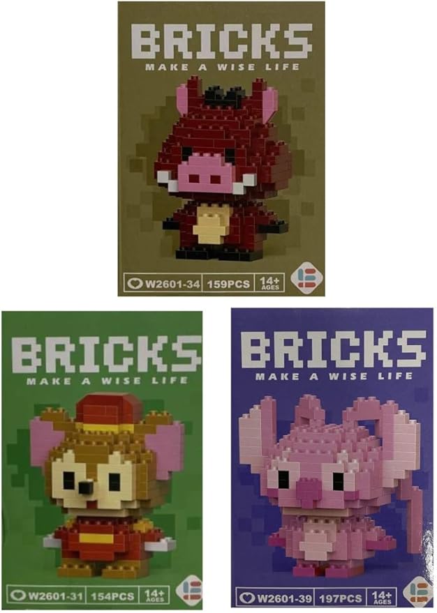 Micro Mini Building Blocks Anime Character Set (500+ Pieces), Ages +14 (3 Pack) 11)