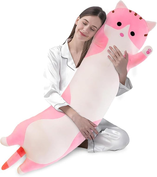 shangman Lovely Plush Cat Doll Cute Cartoon Soft Stuffed Kitten (Pink,130cm/51.1in)