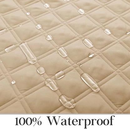 TOMORO Non-Slip Oversized Recliner Cover, 100% Waterproof Quilted Recliner Chair Slipcover Furniture Protector with Pockets, Washable Couch Cover with Elastic Straps for Kids and Pets