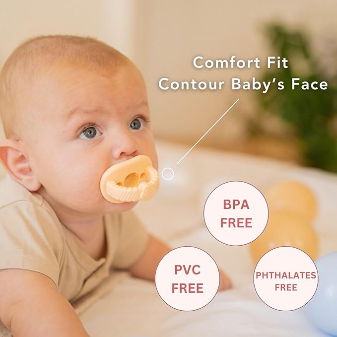NatureBond Baby Pacifier Soother Silicone Binky Newborn Teether Pacifiers 2 in 1, Curved for Comfort | Hygiene Cover (0-6 Months
