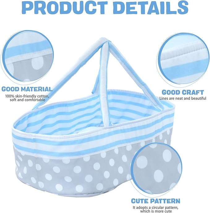 BABESIDE Reborn Baby Dolls Bassinet with Handle Foldable Baby Doll 17-22 inch