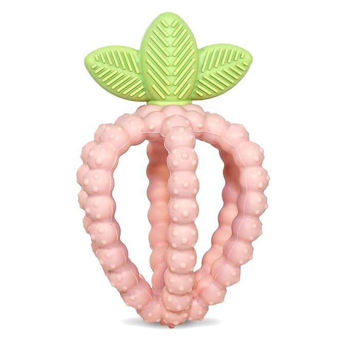 RaZbaby Silicone Infant & Baby Teething Toy, Textured BerryBumps Soothe Babies??Sore Gums 3M+ -