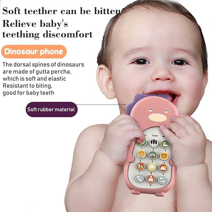Baby Cell Phone Toy with Early Education & Music, Learning Educational dinosaur fake phone fun for kids