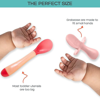 Grabease Toddler Utensils Baby Utensils Baby Forks for Self Feeding, BPA-Free & Phthalate-Free for Baby & Toddler, 1 Set, Blush