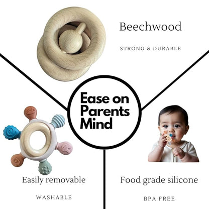 Beechwood Ring Teether (Pastel)